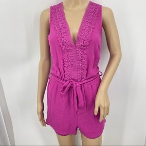 Charlotte Russe Romper Purple V-Neck Romper Small